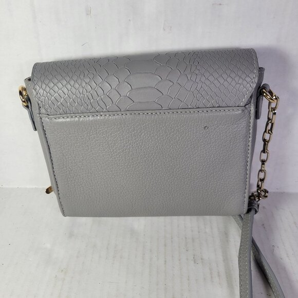 Gigi New York Gray Faux Leather Snake Print Crossbody Bag With Gold Chain Strap - Picture 4 of 10